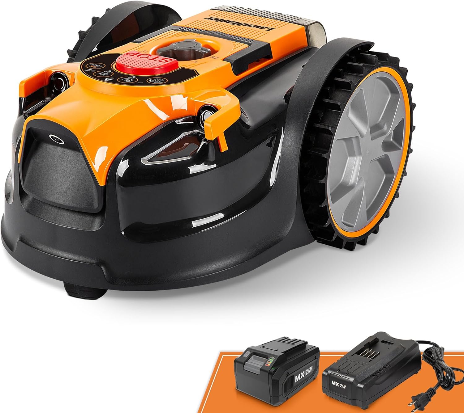 LawnMaster OcuMow™ Robot Lawn Mower Perimeter Wire Free Robotic for Small Yards up to 1000 Square feet Optical Navigation Automatic Obstacle Avoidance Low Noise Spot Cut and No Go Function