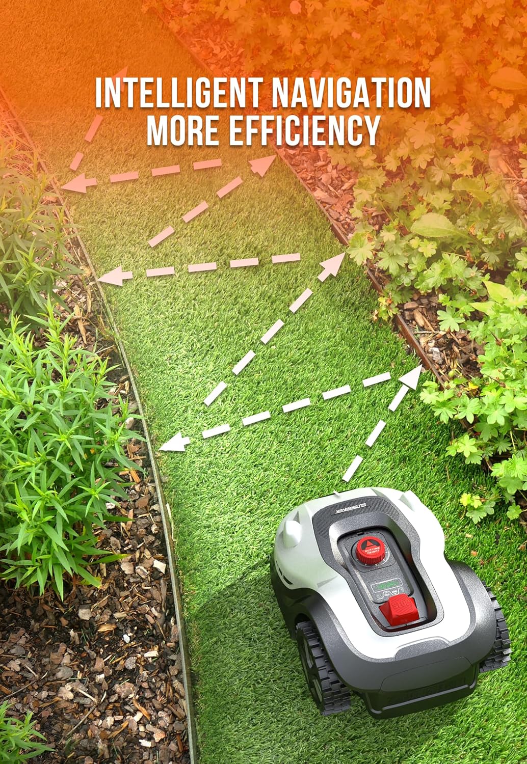 SUNSEEKER L22 Robotic Lawn Mower 0.3 Acre/ 13,000 Sq.Ft, with Mapping Function and App Control, Only 52 db,Rain Sensor & Boundary Wire, Battery & Charger Included, Black & White…