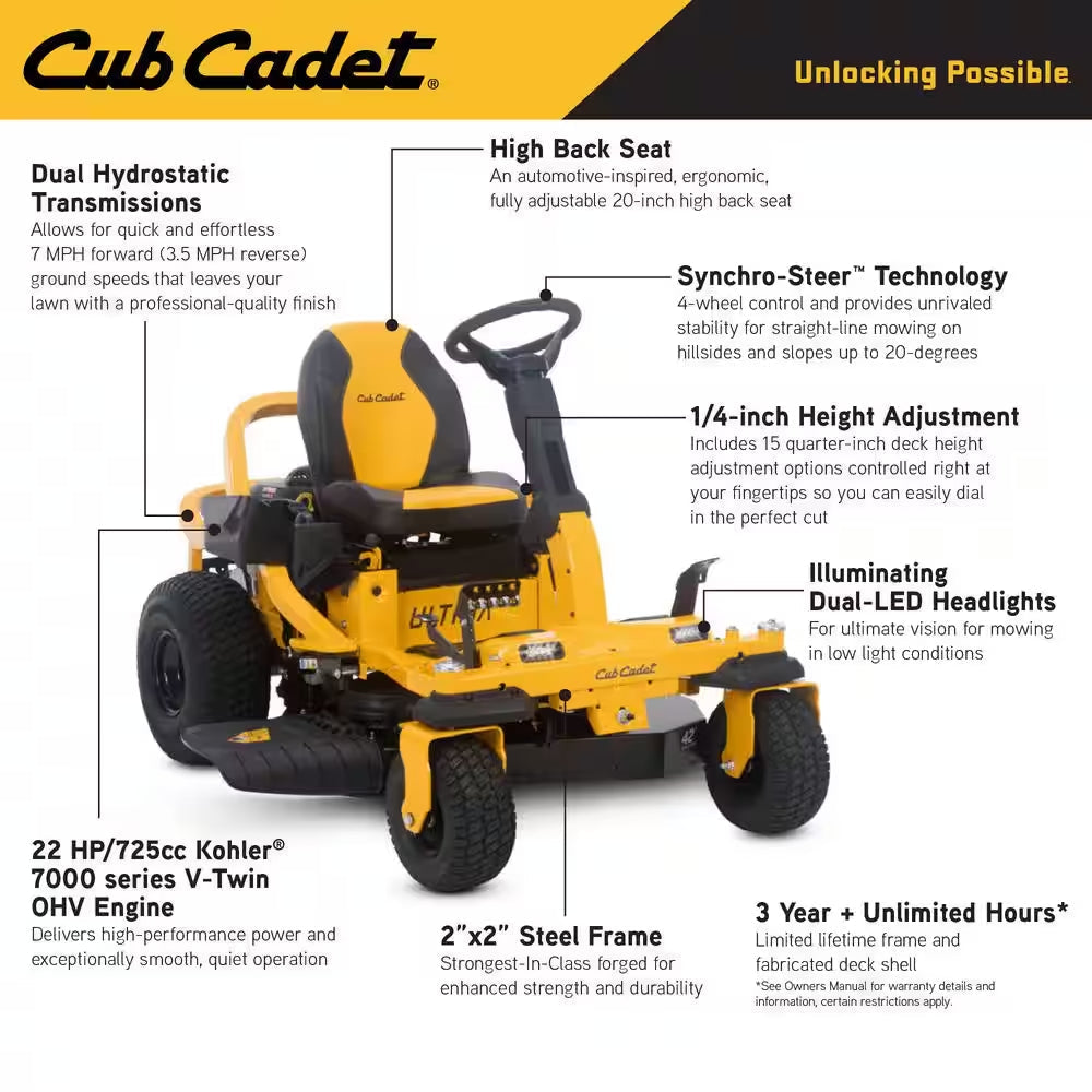 Cub Cadet Ultima ZTS1 42 In. 22 HP Kohler Synchro-Steer Zero Turn Mower