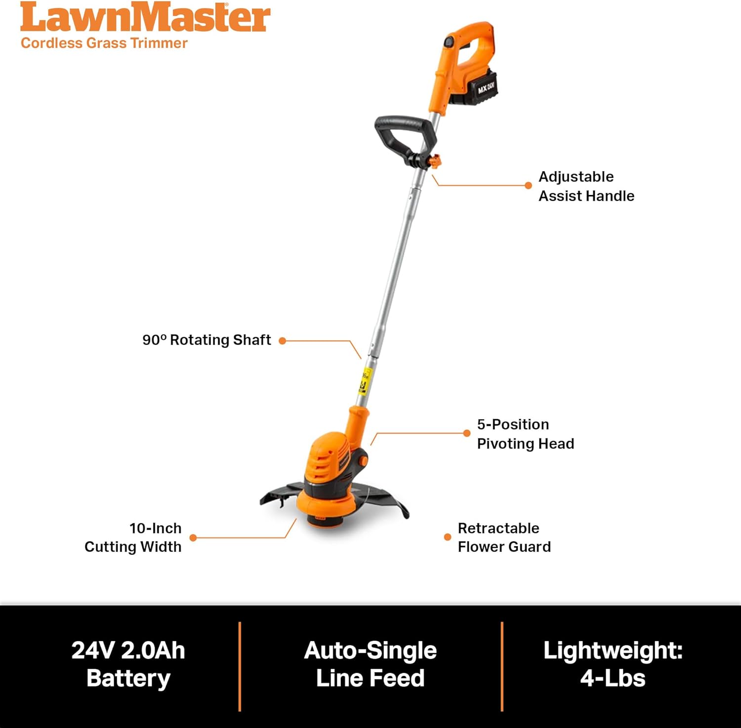 LawnMaster OcuMow™ Robot Lawn Mower Perimeter Wire Free Robotic for Small Yards up to 1000 Square feet Optical Navigation Automatic Obstacle Avoidance Low Noise Spot Cut and No Go Function