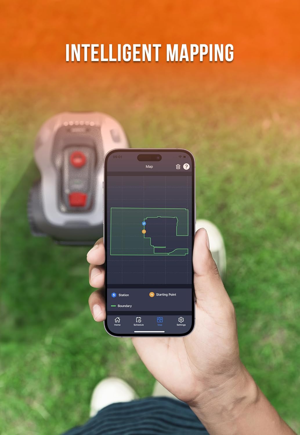 SUNSEEKER L22 Robotic Lawn Mower 0.3 Acre/ 13,000 Sq.Ft, with Mapping Function and App Control, Only 52 db,Rain Sensor & Boundary Wire, Battery & Charger Included, Black & White…