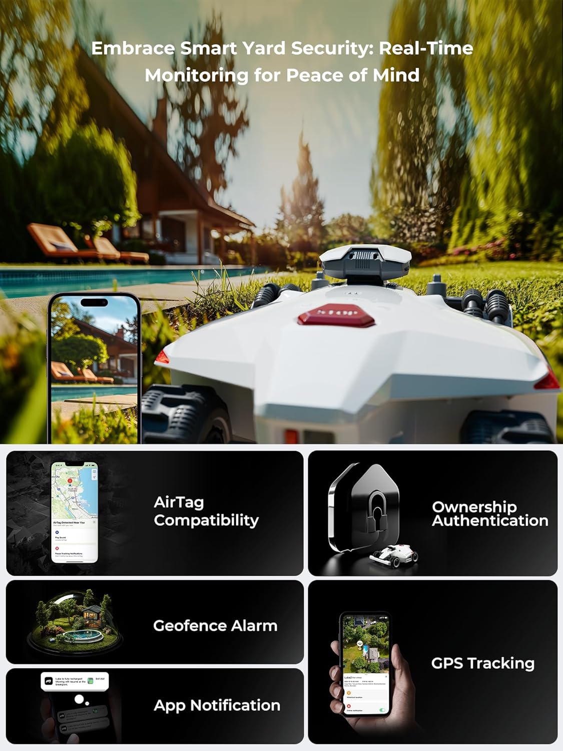 LUBA 2 AWD 5000H Robot Lawn Mower, Perimeter Wire Free Vision Robotic Lawnmower for 1.25 Acres Lawn, Cut Height 2.2