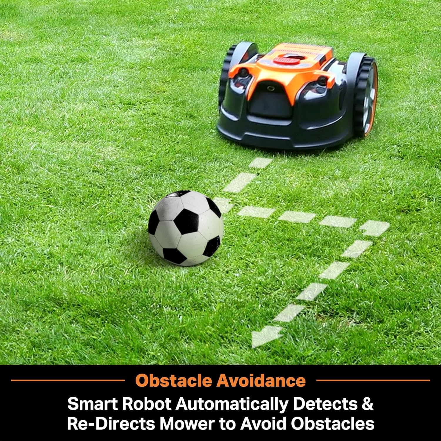 LawnMaster OcuMow™ Robot Lawn Mower Perimeter Wire Free Robotic for Small Yards up to 1000 Square feet Optical Navigation Automatic Obstacle Avoidance Low Noise Spot Cut and No Go Function