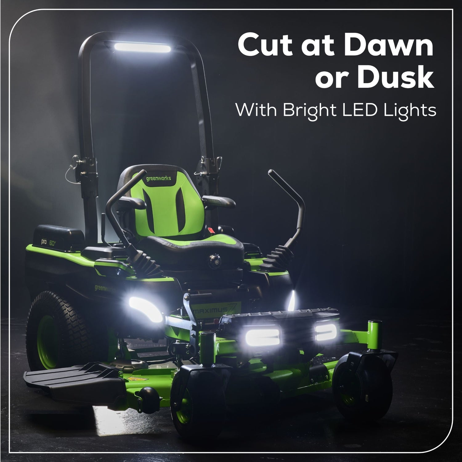 60V 60” Maximus Zero Turn w/ (2) 20.0 Ah, (4) 8.0 Ah Batteries & 1.5KW Charger