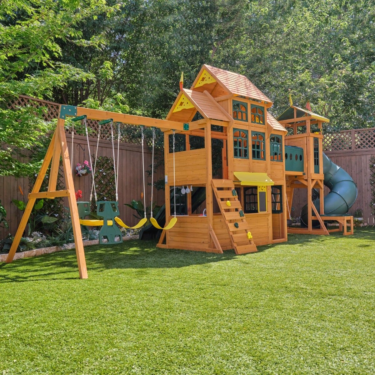 Bear Cave Lodge Swing Set – Installation Available