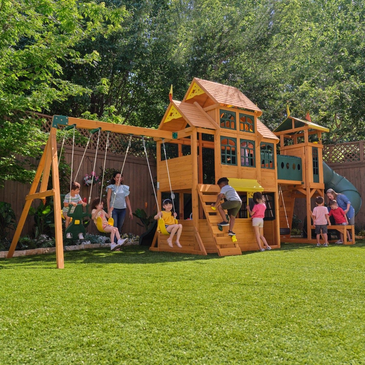 Bear Cave Lodge Swing Set – Installation Available